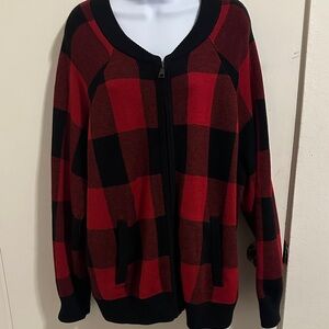 Torrid Red and Black Plaid Cardigan
